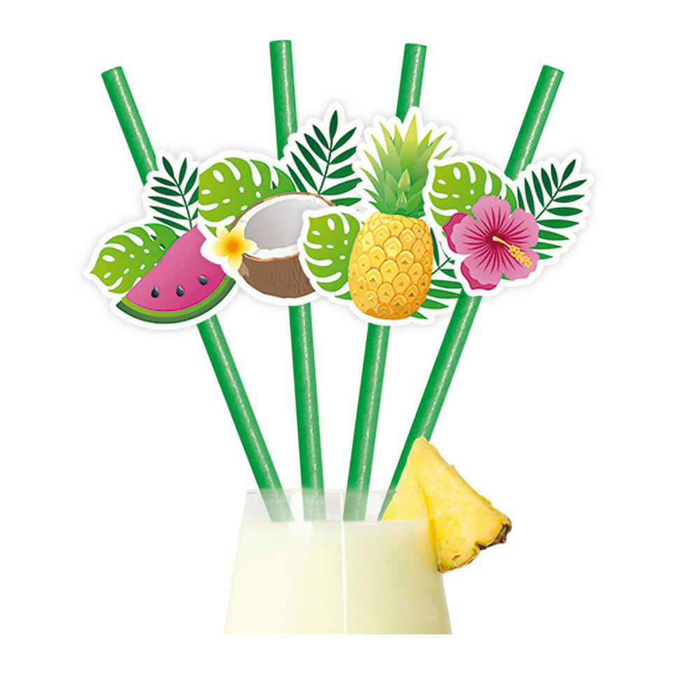 Globos - Globos Papieren rietjes fruit aloha - 6 stuks