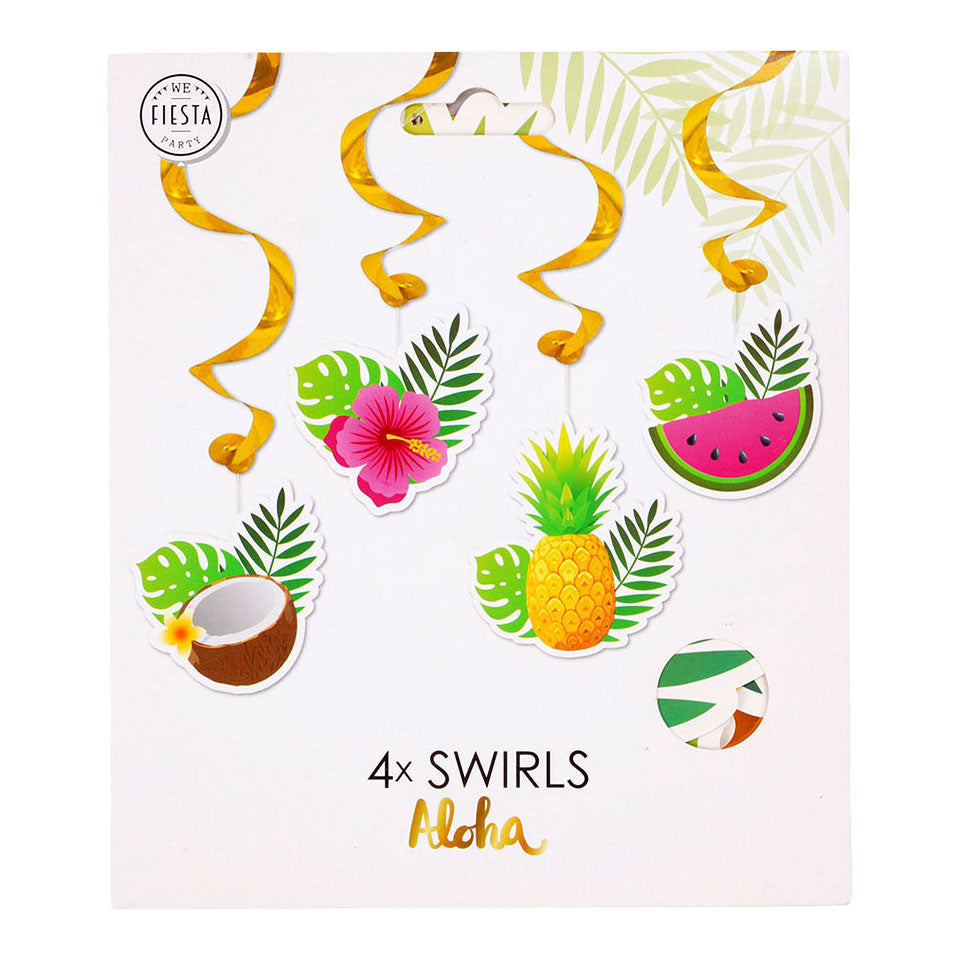 Globos - Globos Hangende decoratie swirls aloha - 4 stuks