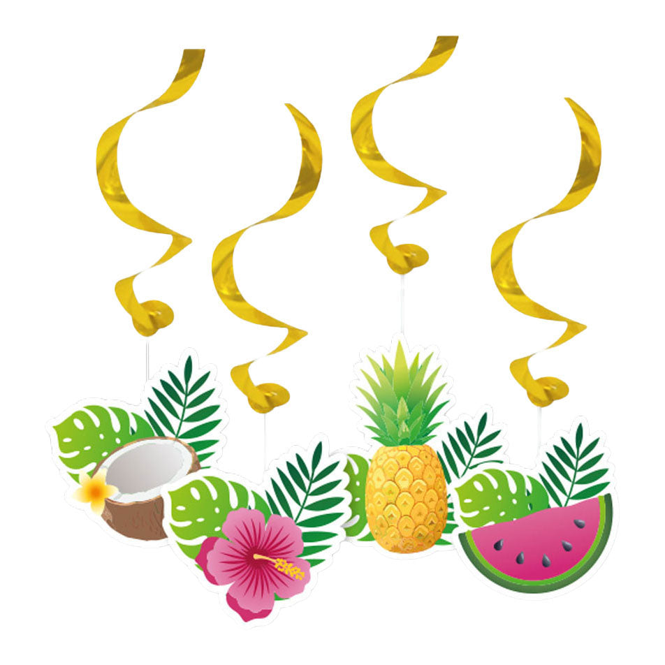 Globos - Globos Hangende decoratie swirls aloha - 4 stuks
