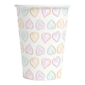 Globos - Globos Papieren bekers 210ml watercolors hearts - 8st.