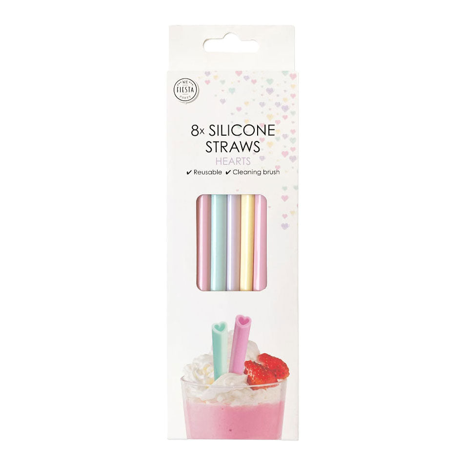 Globos - Globos Silicone rietjes herbruikbaar watercolors hearts - 8st.