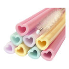 Globos - Globos Silicone rietjes herbruikbaar watercolors hearts - 8st.