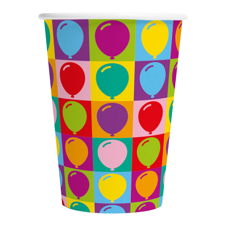 Globos - Globos Papieren bekers 210ml pop party - 8st.
