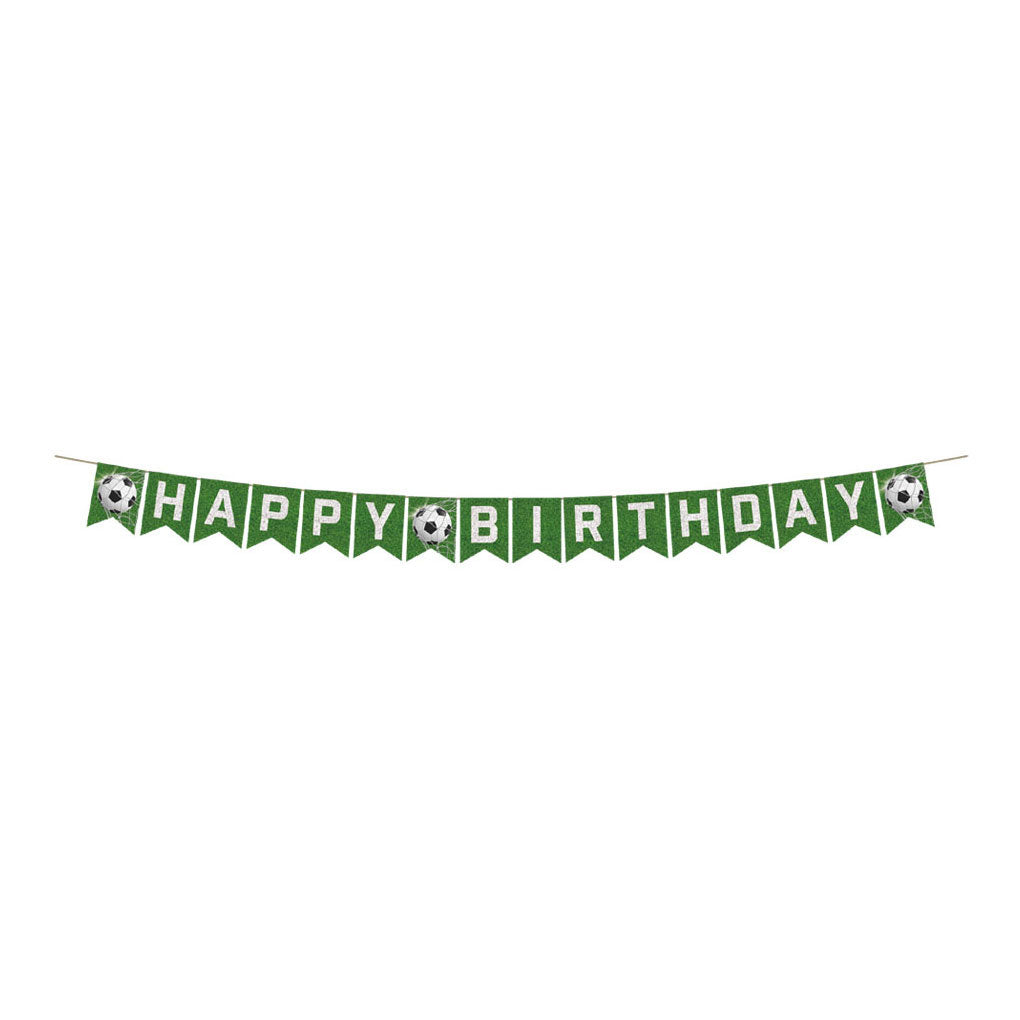 Globos - Globos Papieren vlaggenlijn happy birthday voetbal - 6m