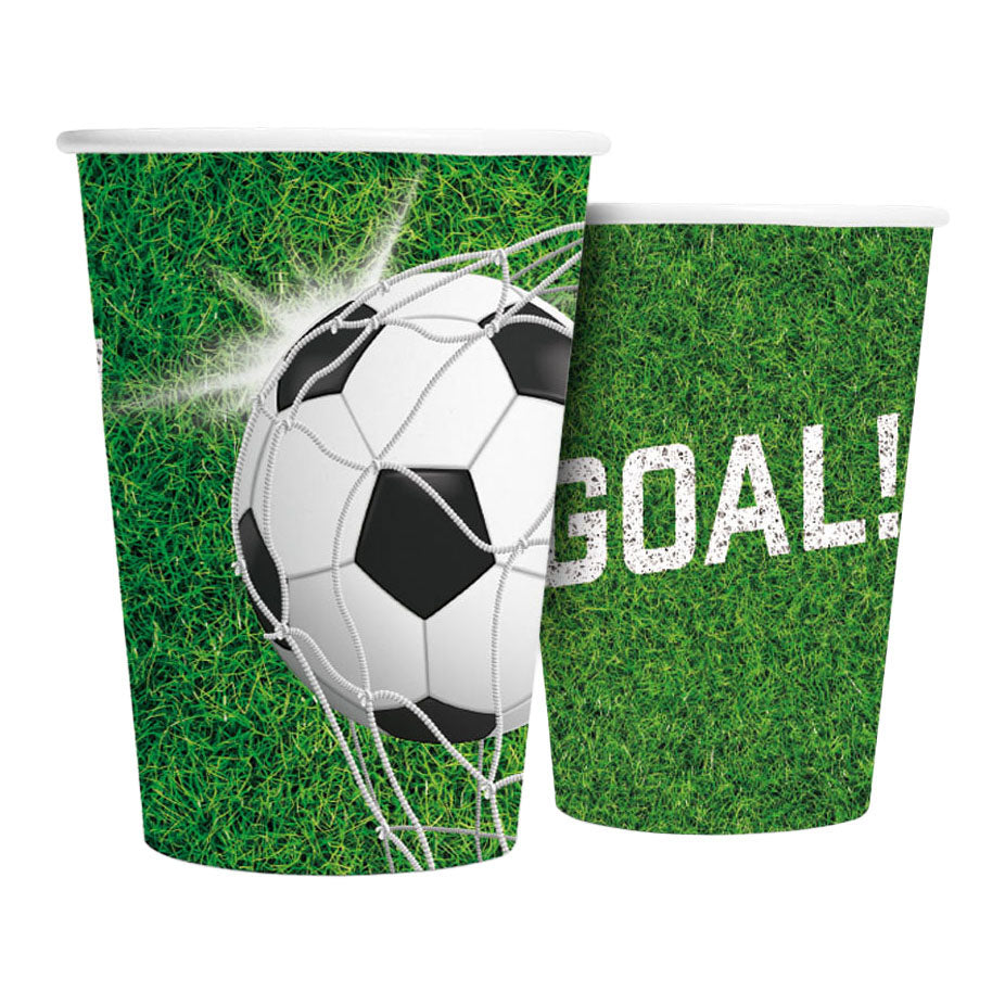 Globos - Globos Papieren bekers 210ml voetbal - 8st.