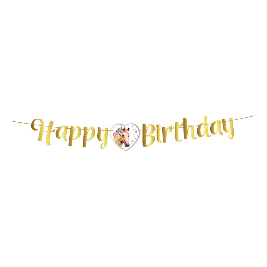 Globos - Globos Vlaggenlijn happy birthday paarden - 2m