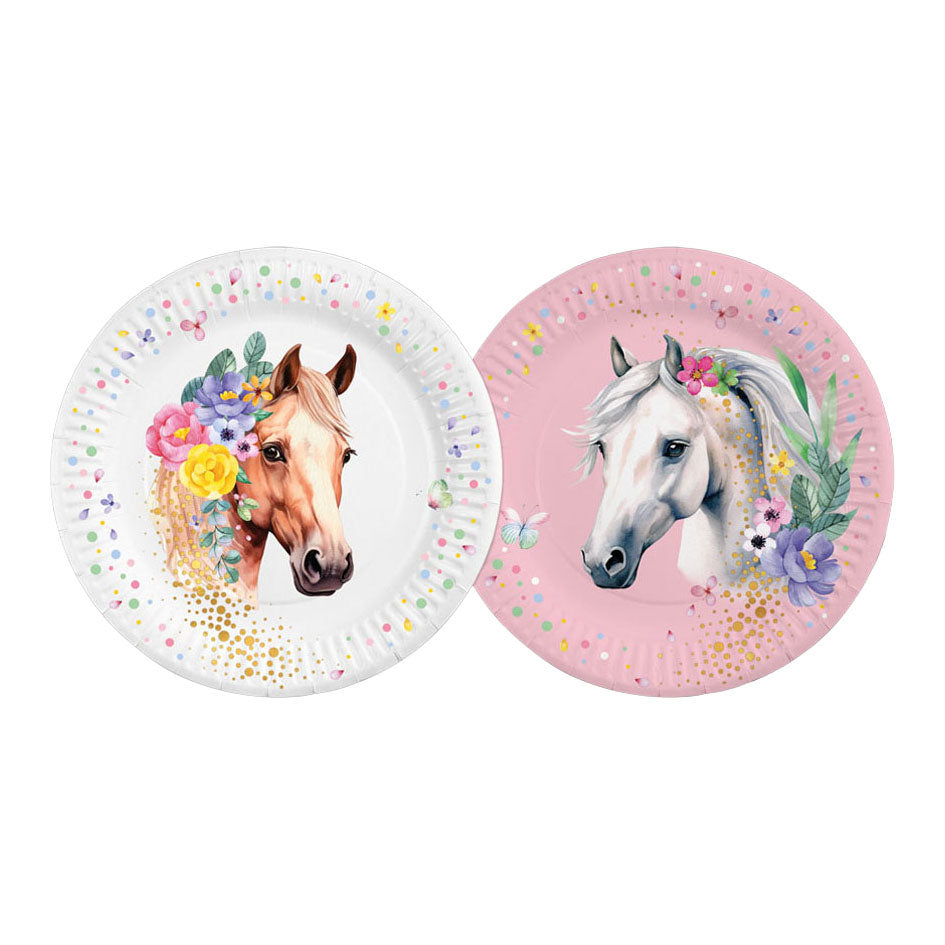 Globos - Globos Papieren borden 23cm paarden - 8st.