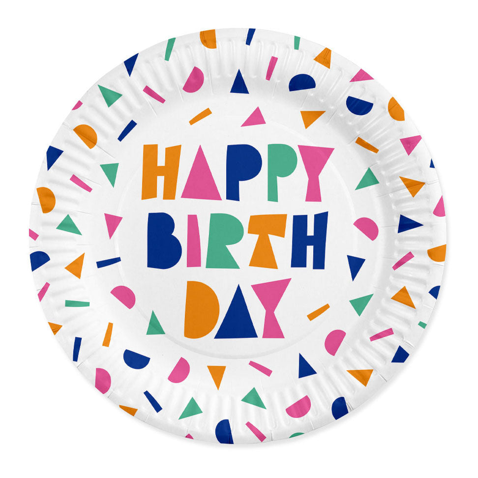 Globos - Globos Papieren borden 23cm happy birthday - 8st.