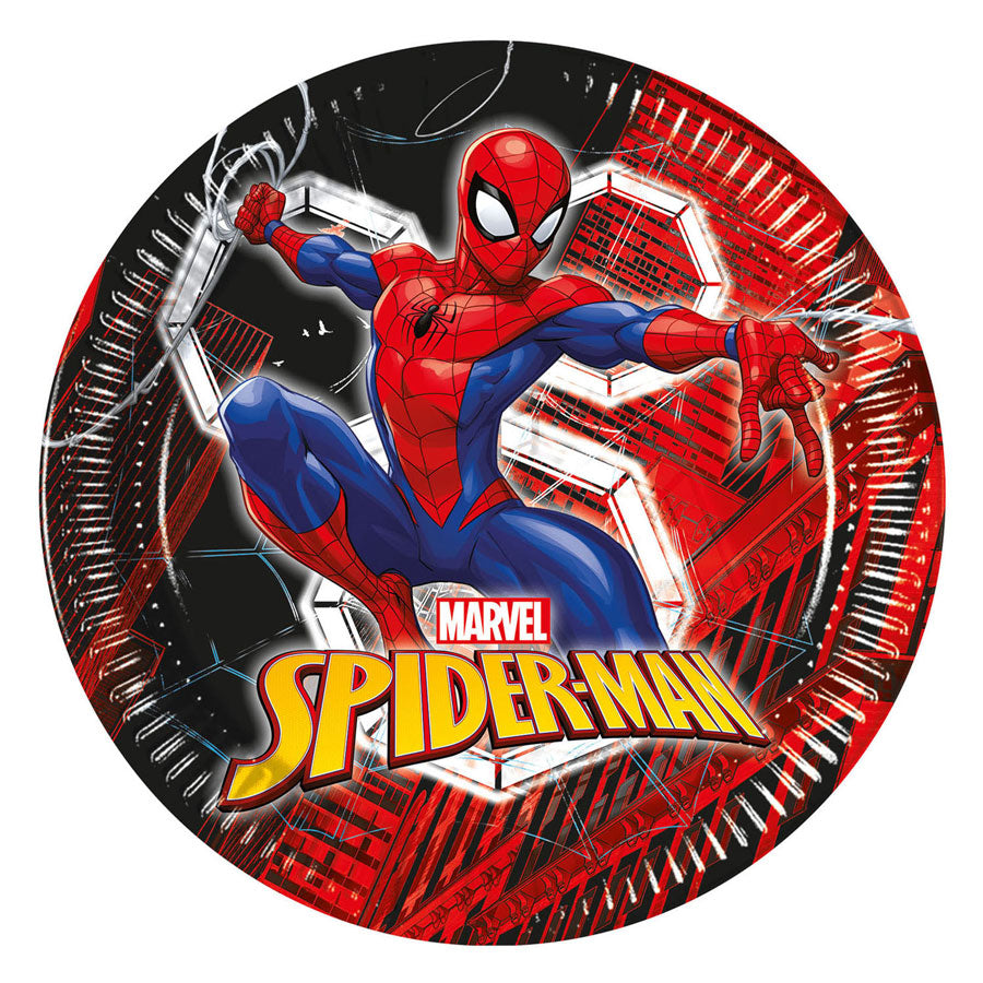 Globos - Globos Papieren borden 23cm spiderman world of web - 8st.