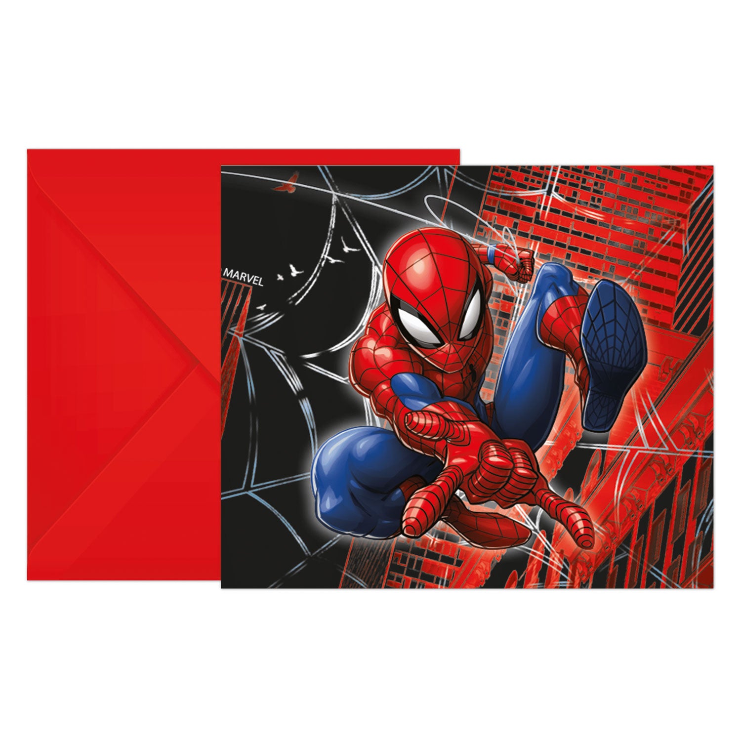 Globos - Globos Uitnodigingen met enveloppen spiderman wolrd of web - 6 stuks