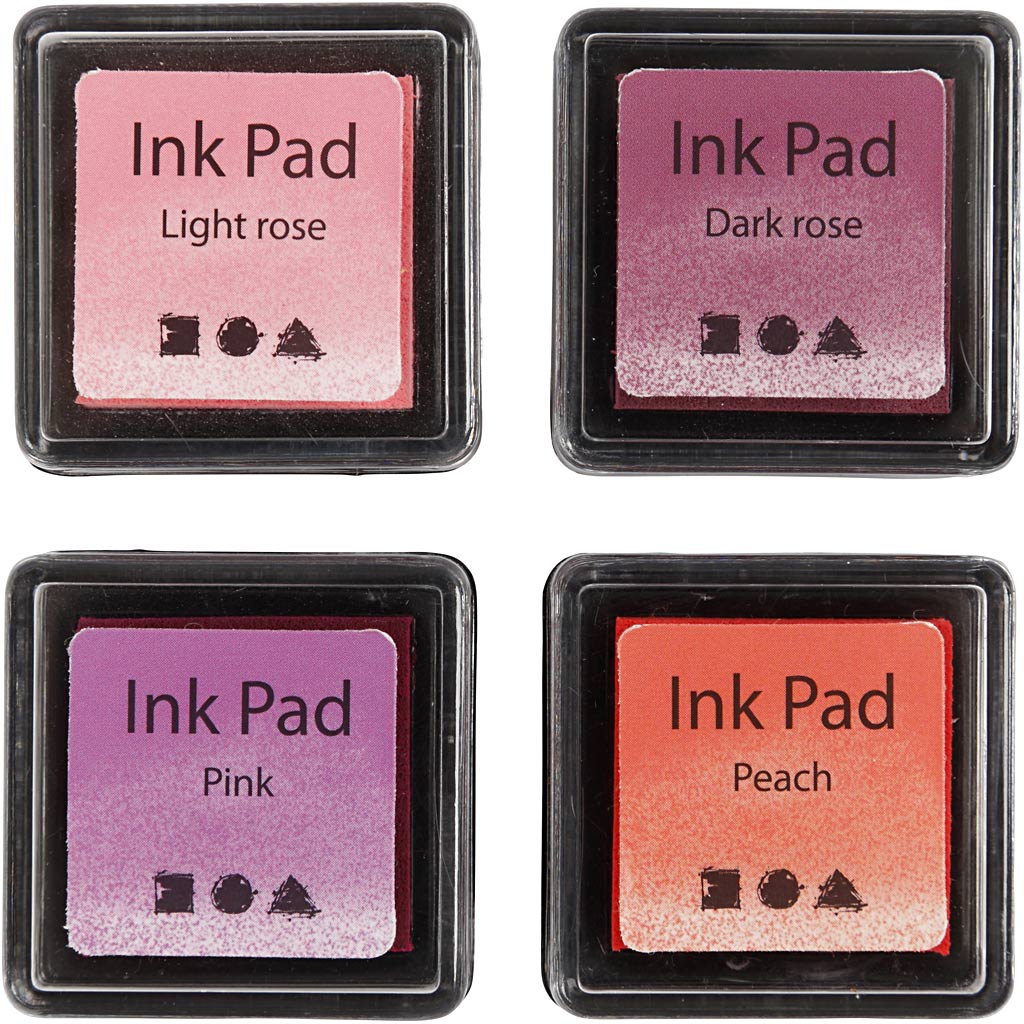 Creativ company stempelinkt, peach, roze, lichtroze, donkerroze, h: 2 cm, afm 3,5x3,5 cm, 4 stuk 1 doos
