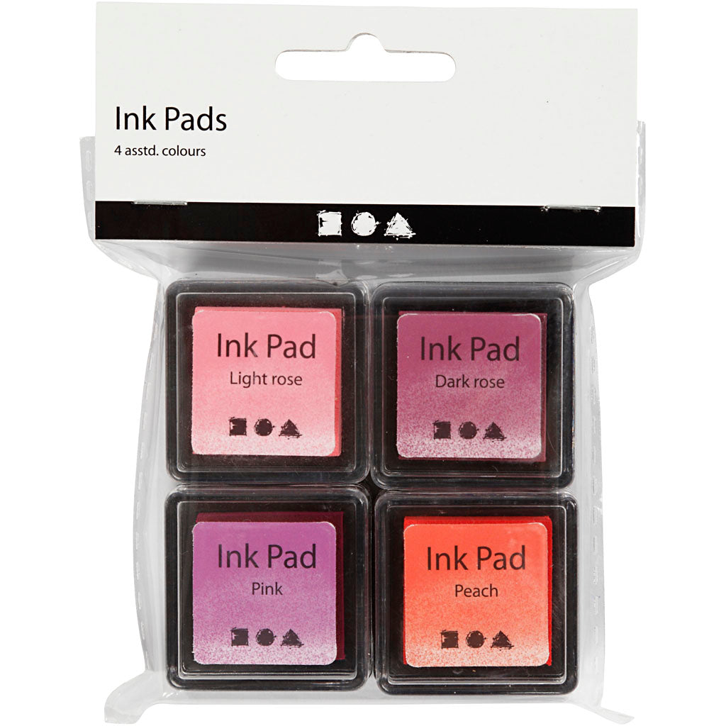 Creativ company stempelinkt, peach, roze, lichtroze, donkerroze, h: 2 cm, afm 3,5x3,5 cm, 4 stuk 1 doos