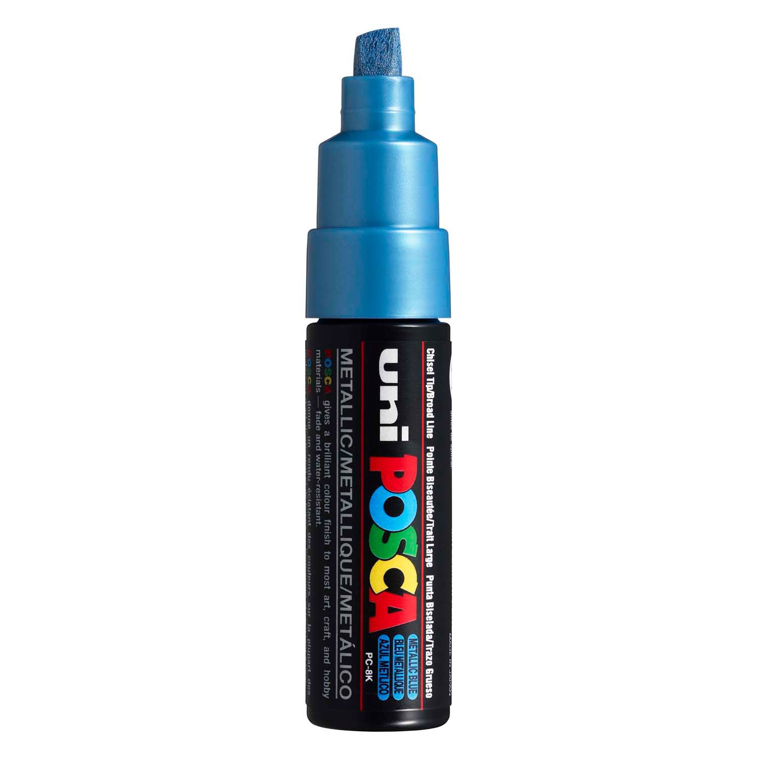 Uni posca verfmarker 8k metallic blauw - beitelpunt 8mm