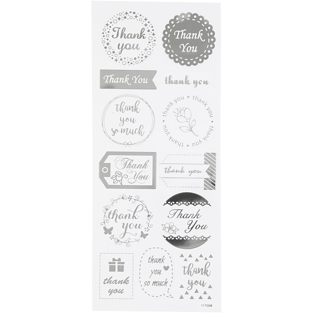 Creativ Company - Creativ Company Https://www.cchobby.nl/stickers-thank-you-vel-10x24-cm-ca-13-stuk-zilver-1-vel