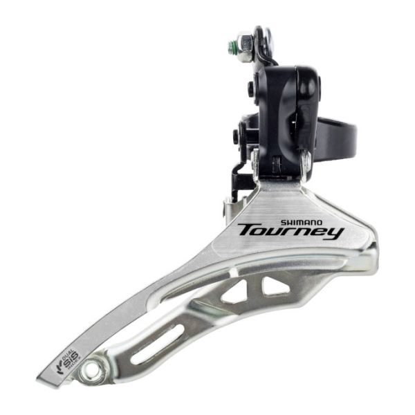 Shimano voorderailleur 3 x 6 7 speed tourney fd-ty300 down swing down pull - hoge klem 28,6 mm - 42t - (66-69°) - zwart zilver