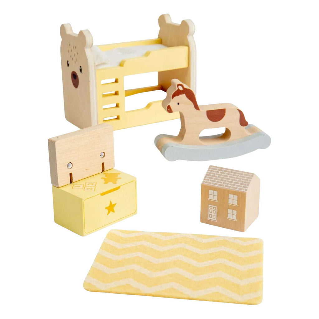 Bigjigs - Bigjigs houten poppenhuis meubels kinderkamer - 5dlg.