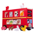 Bigjigs houten vormenstoof rode dierenbus - 21dlg.