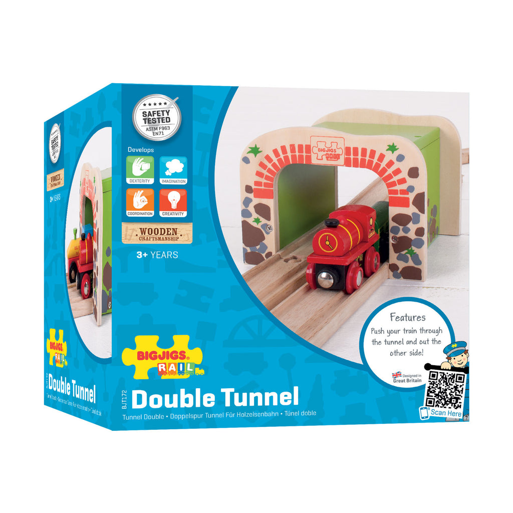 BIGJIGS - BIGJIGS Houten rails - dubbelspoor tunnel