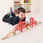 BIGJIGS - BIGJIGS Houten rails - dubbele hangbrug 7dlg.