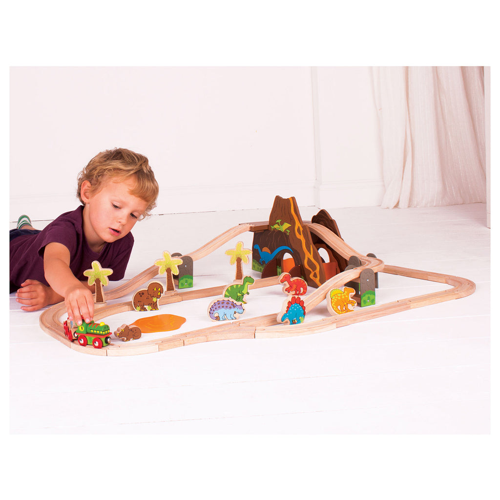 BIGJIGS - BIGJIGS Houten dino treinset 49 delig