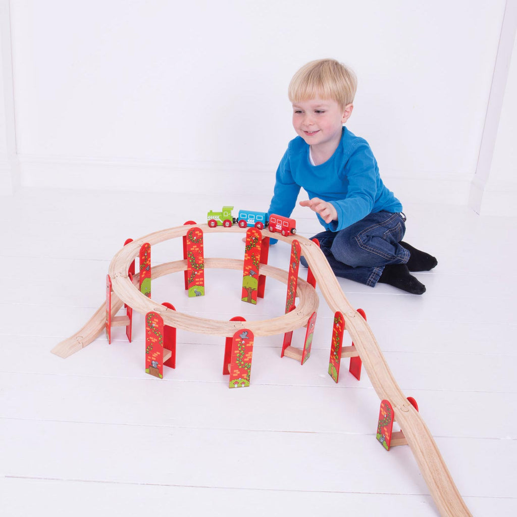 Bigjigs houten rails - viaduct uitbreidingsset, 27dlg.