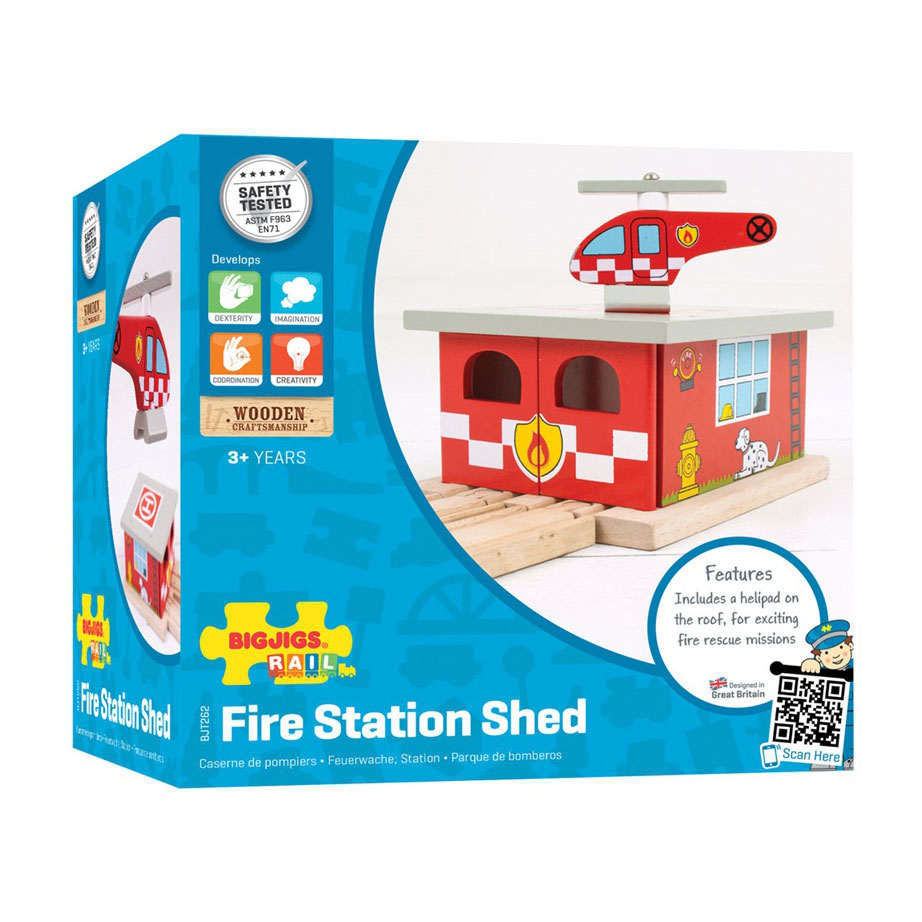 Bigjigs houten rails - brandweerkazerne