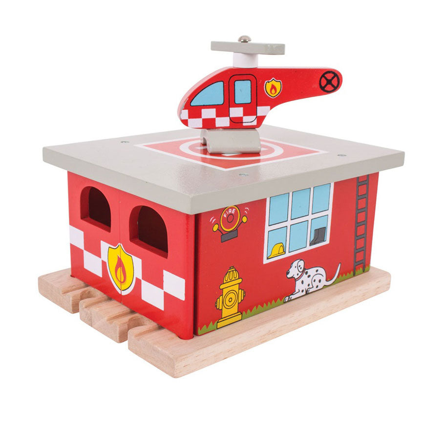 Bigjigs houten rails - brandweerkazerne