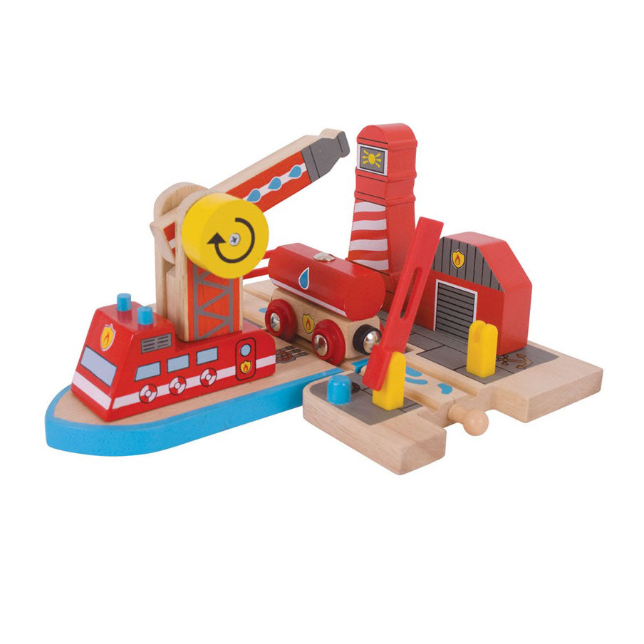 Bigjigs houten rails - brandweerhaven