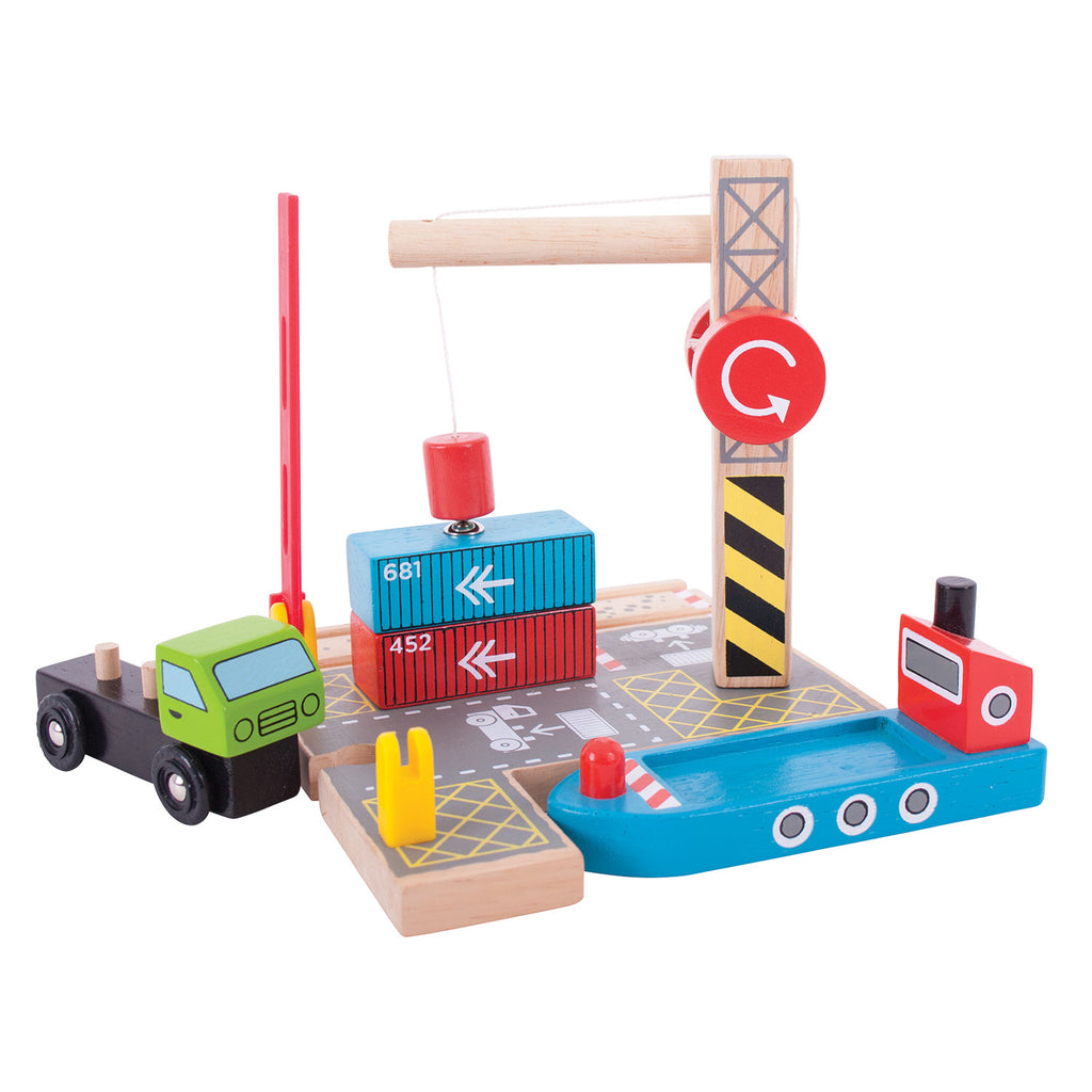 Bigjigs houten rails - container scheepswerf