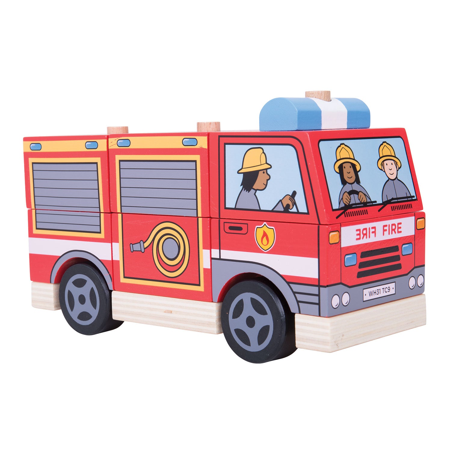 Bigjigs houten stapelspel brandweerwagen