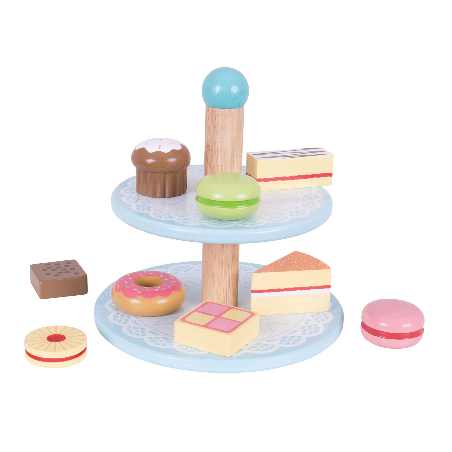 Bigjigs houten etagere met taartjes