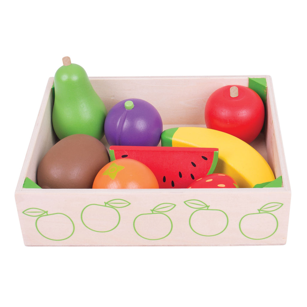 Bigjigs houten kistje met fruit, 9dlg.