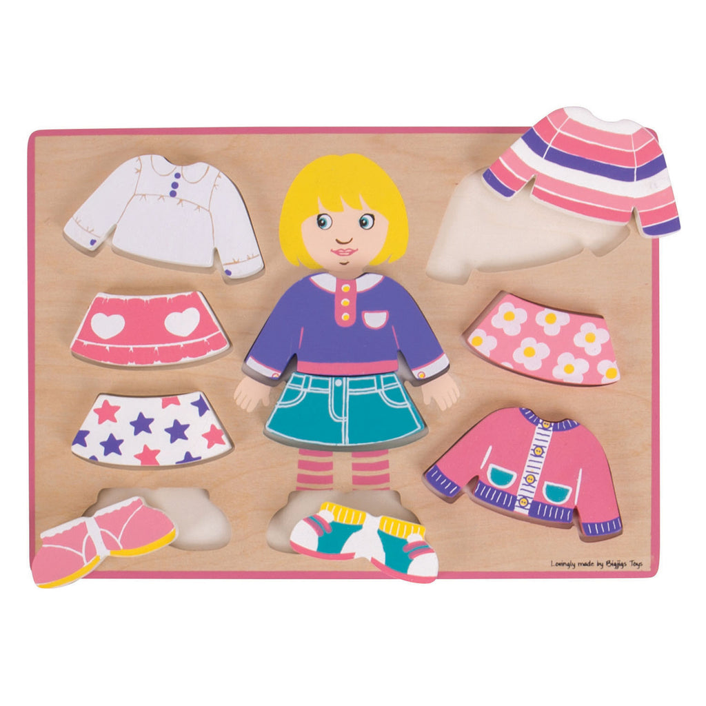 Bigjigs - Bigjigs houten aankleedpuzzel meisje 10 stuks