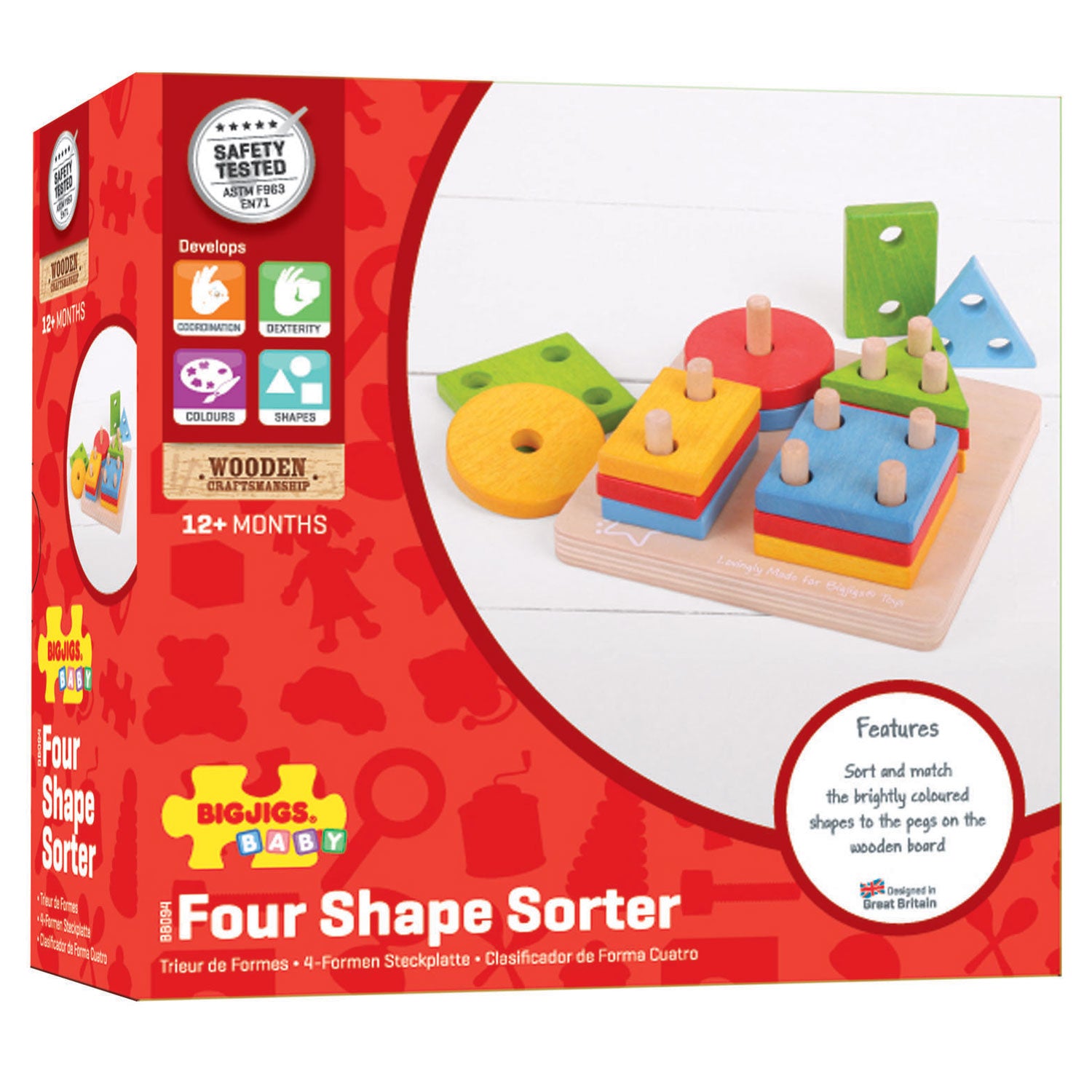Bigjigs houten vormen stapelspel, 17dlg.