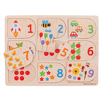 Bigjigs toys bigjigs houten leerpuzzel getallen, 18dlg.