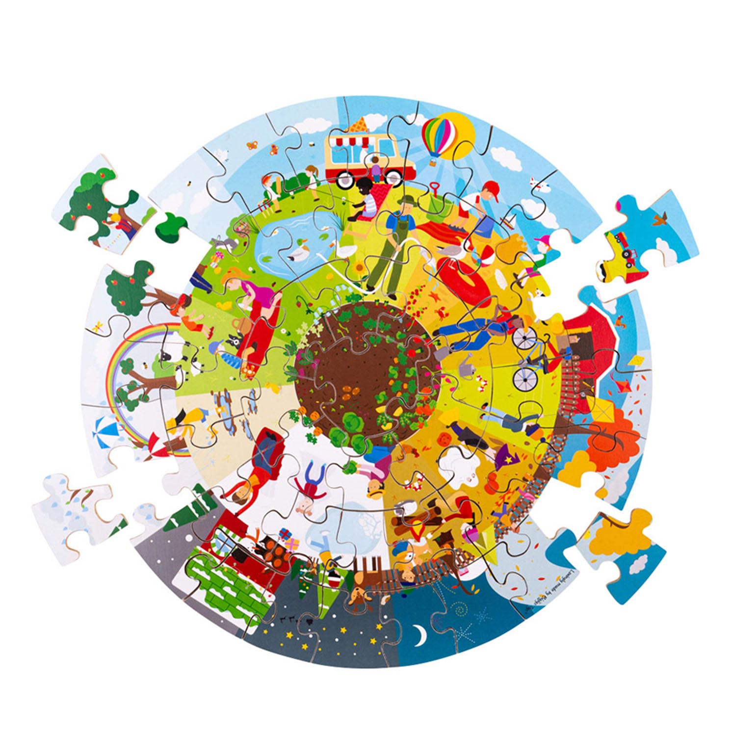 Bigjigs - Bigjigs houten seizoenen vloerpuzzel rond 50 stuks