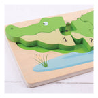 Bigjigs houten telpuzzel krokodil, 10st.