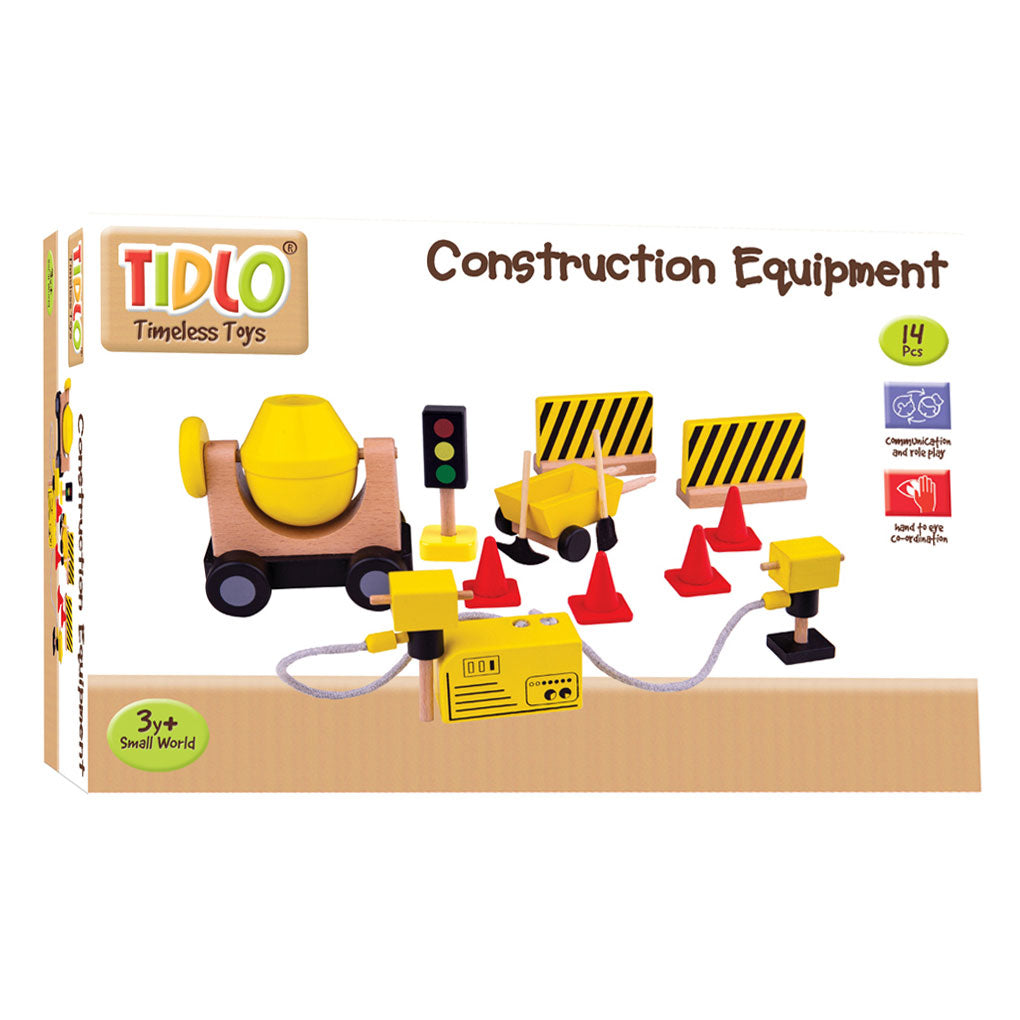 Tidlo - Tidlo houten poppenhuis bouwvakkers constructie materiaal 13dlg.