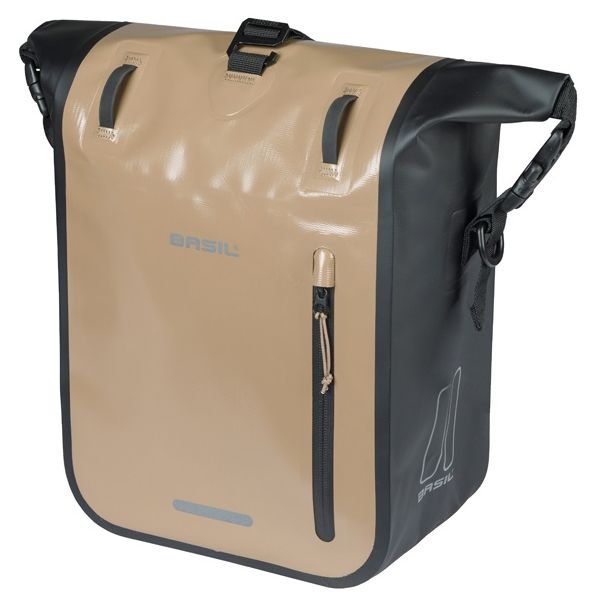 Basil enkele fietstas rivo m tarpaulin mik 12-15l 14 x 25 x 38 cm - zand zwart