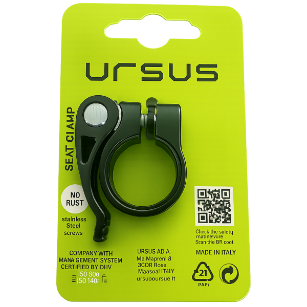 Ursus - Ursus Zadelpenklem met snelspanner ø25.7 mm aluminium - zwart