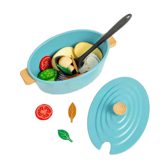 Bigjigs houten stoofpannen speelset, 17dlg.