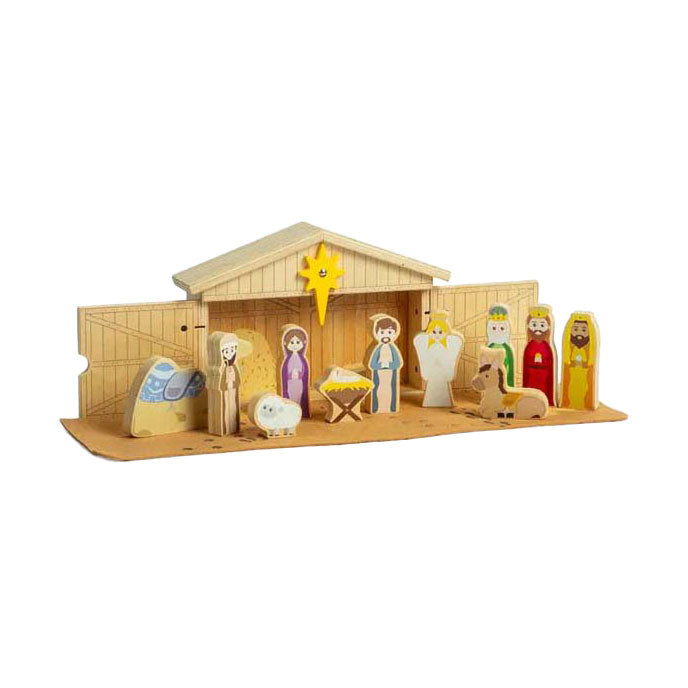 Bigjigs - Bigjigs houten kerststal set 13dlg.