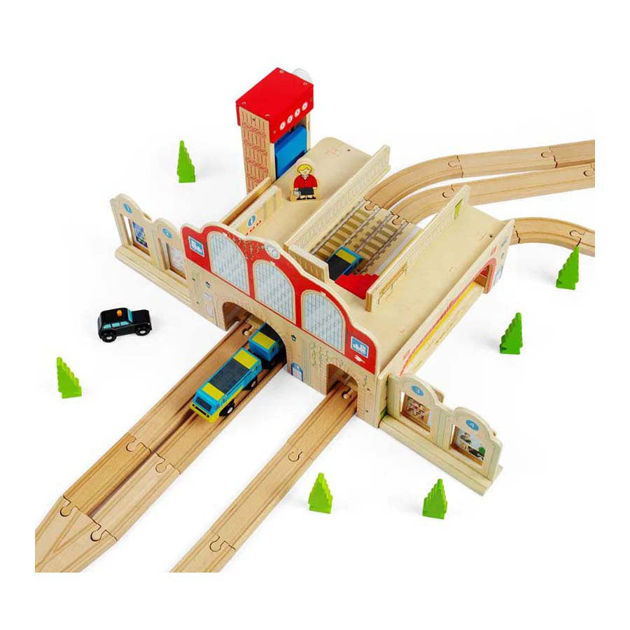 BIGJIGS - BIGJIGS Houten treinstation speelgoed -