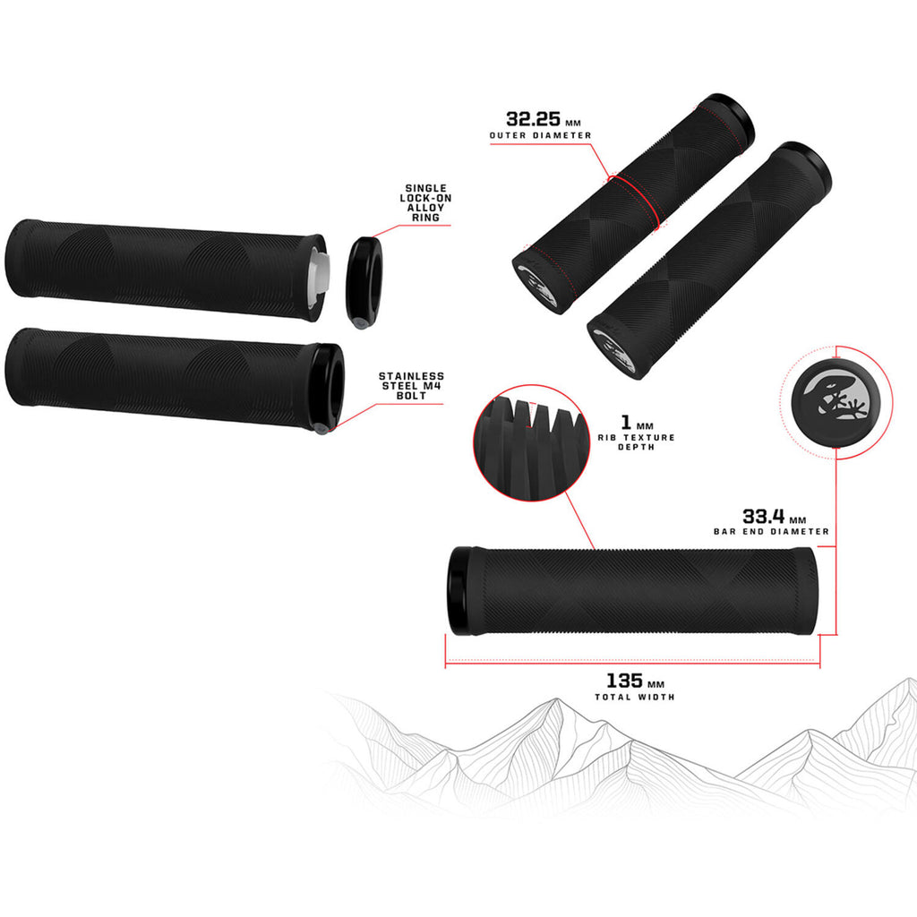 Lizard skins strata - single lock-on - jet black