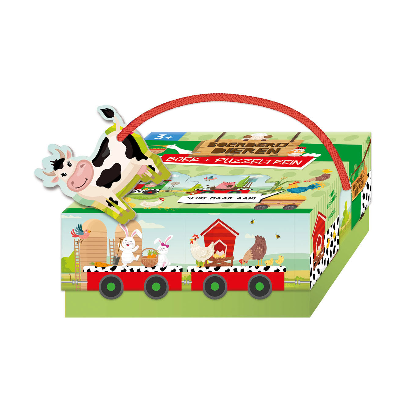 Usborne boek en puzzeltrein boerderijdieren