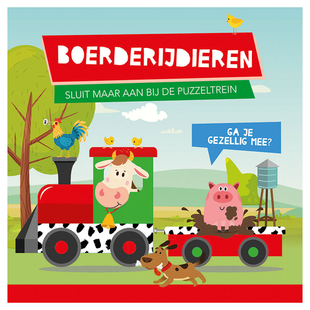 Usborne boek en puzzeltrein boerderijdieren