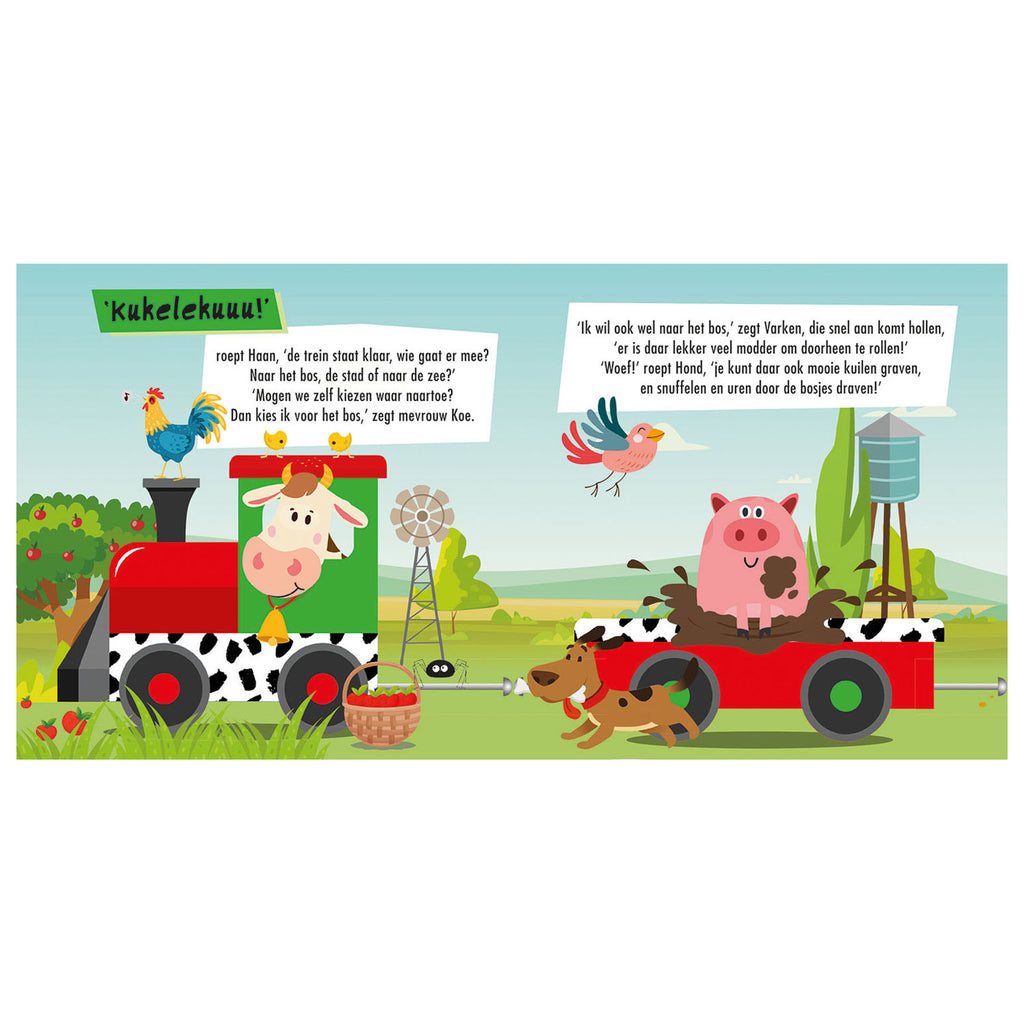 Usborne boek en puzzeltrein boerderijdieren