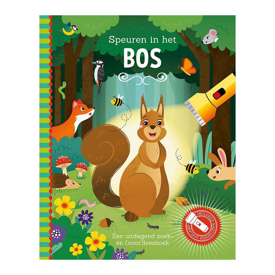 Lantaarn publishers speuren in het bos zoekboek met kartonnen zaklamp