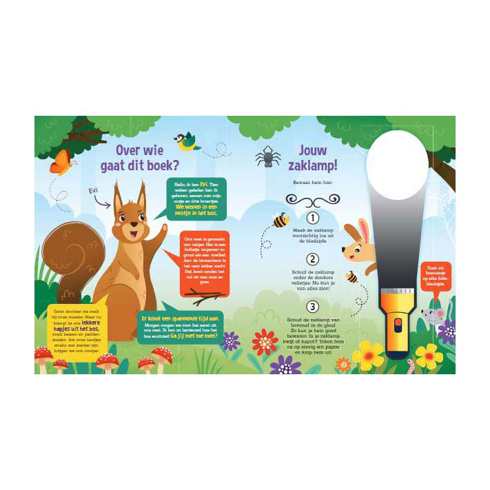 Lantaarn publishers speuren in het bos zoekboek met kartonnen zaklamp