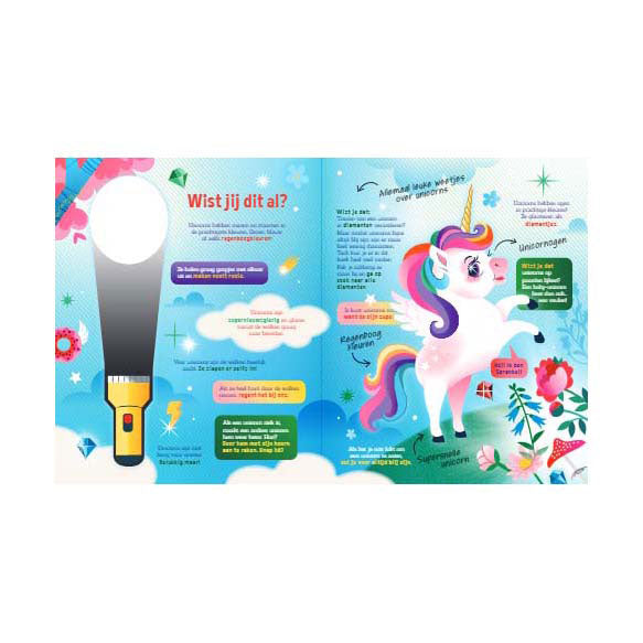 Lantaarn Publishers - Lantaarn Publishers Speuren naar unicorns zoekboek met kartonnen zaklamp